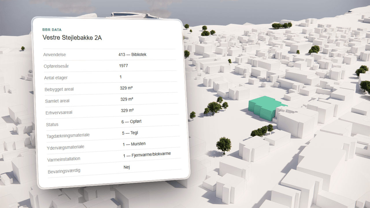 BBR-data indlejret i bygningsvolumen i Revit